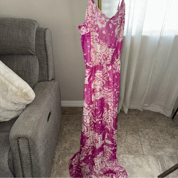 Lilly Pulitzer Maxi Dress Deanna SILK Va Voom Purp Wanderlast Pink LUREX - Picture 3 of 5